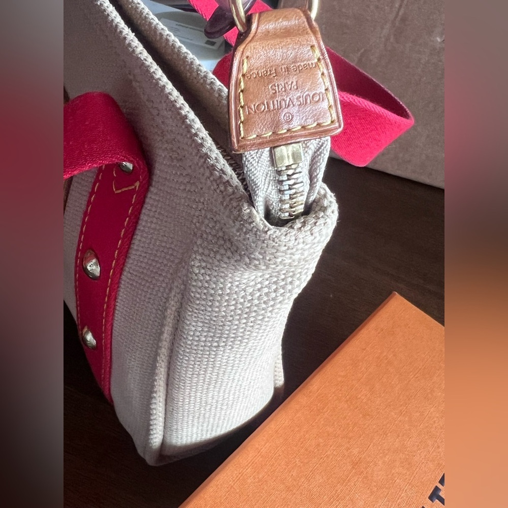 Louis Vuitton Antigua Cabas PM Handbag Small Tote Beige Red Limited Edition Bag - Picture 9 of 16